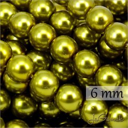Voskované perly 6mm zlatozelená 70016, 80ks (38_70016vb6)